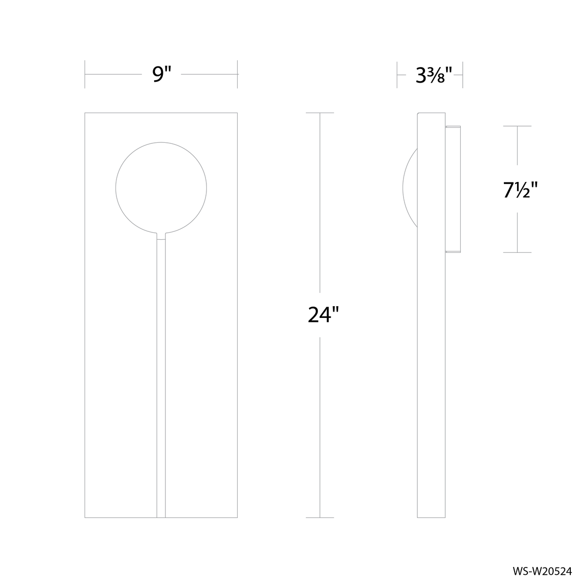 Keyhole Outdoor Sconce 24in dimensions