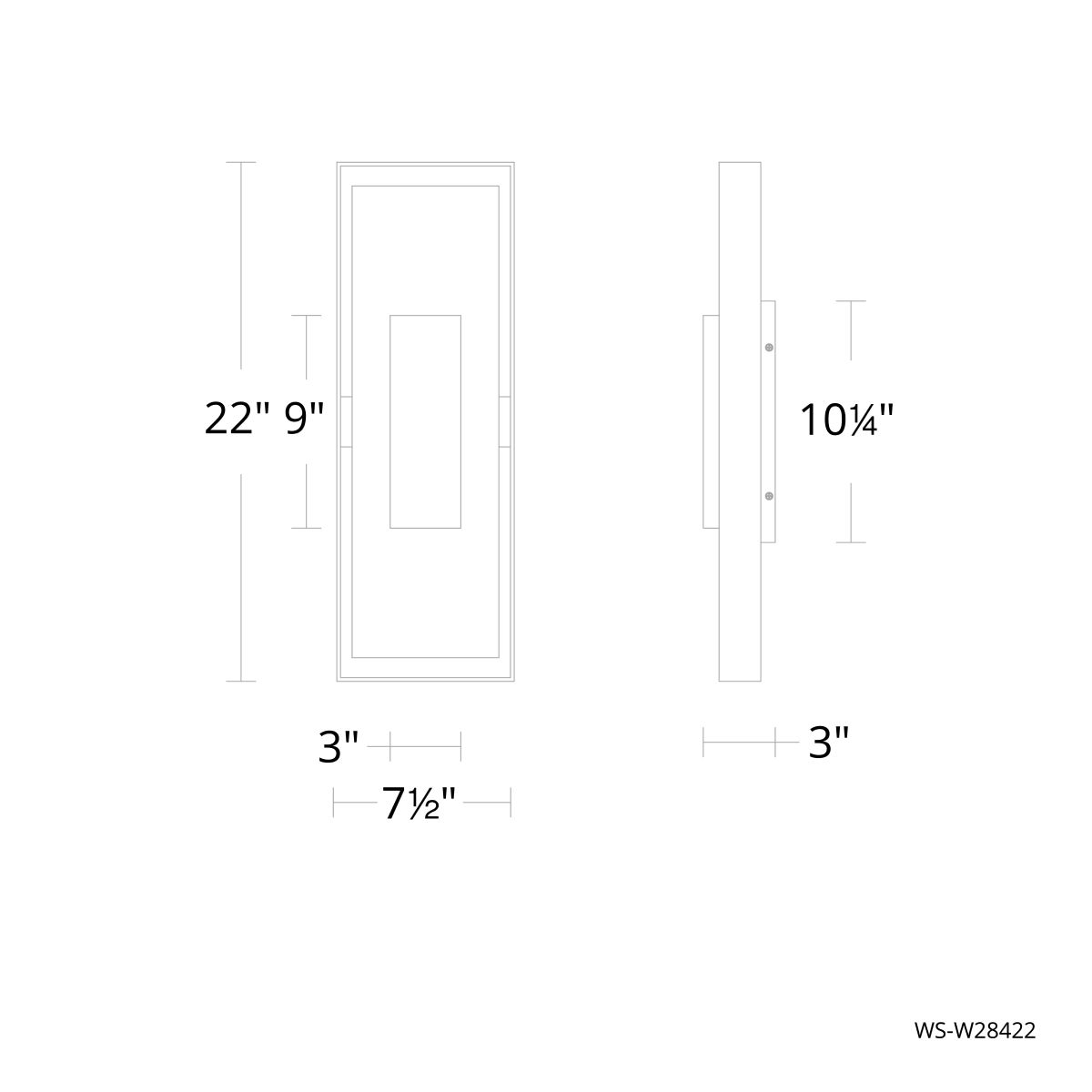 Boxie Outdoor Sconce 22in Line Drawing