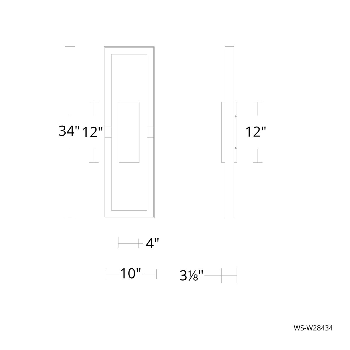 Boxie Outdoor Sconce 34in Line Drawing